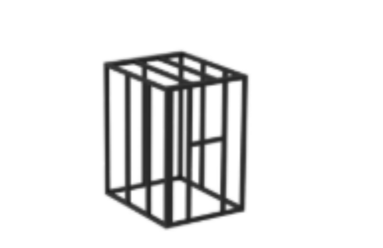 Black metal cage on a white background