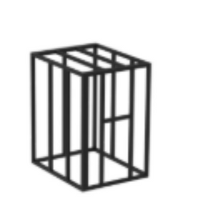 Black metal cage on a white background