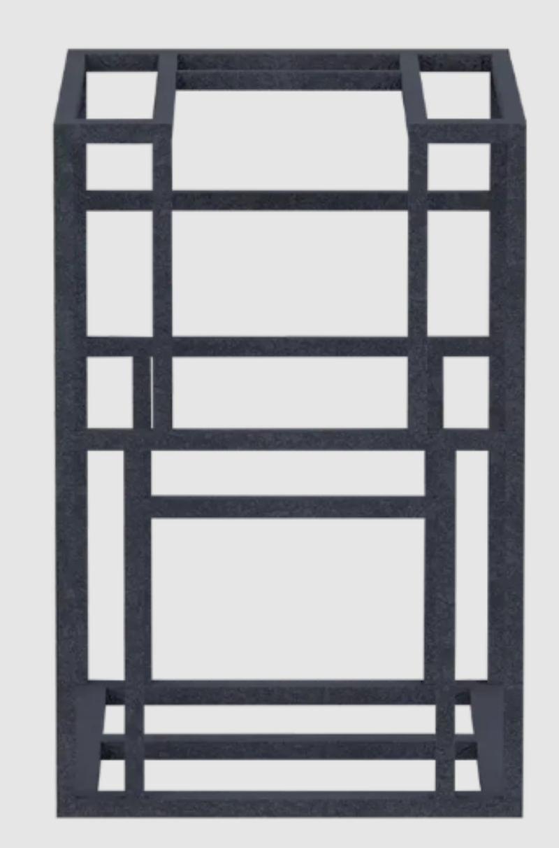 Black metal frame on a white background