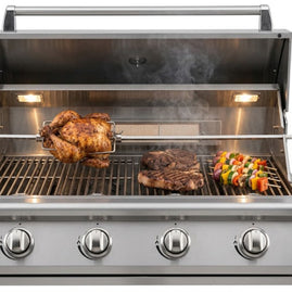 Cal Flame - BBQ Built In Grills P 4 BURNER with Lights, Rotisserie & Back Burner - LP