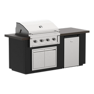 Outdoor grill and refrigerator combo on a white background