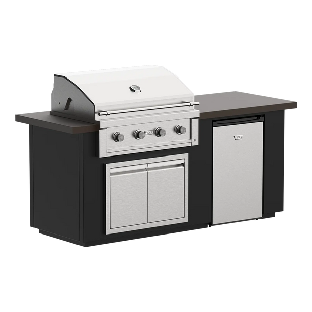 Outdoor grill and refrigerator combo on a white background
