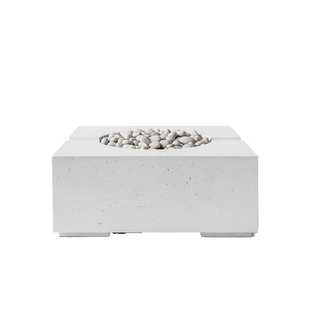 Concrete fire pit with pebbles on a white background