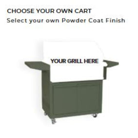 Custom grill cart with powder coat finish options on a white background