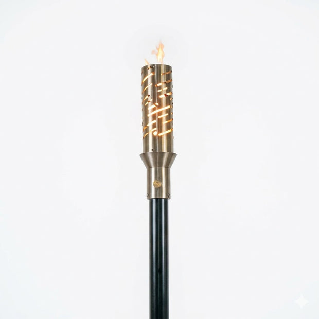 Classic 304 Stainless Steel Comet Torch head and 68-inch mounting post by The Outdoor Plus on a white background