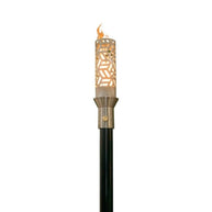 Geometric 304 Stainless Steel Cubist Torch head and 68-inch mounting post by The Outdoor Plus on a white background