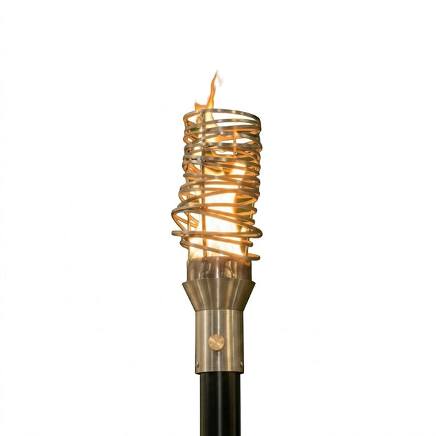 Classic 304 Stainless Steel Cyclone Torch head and 68-inch mounting post by The Outdoor Plus on white background