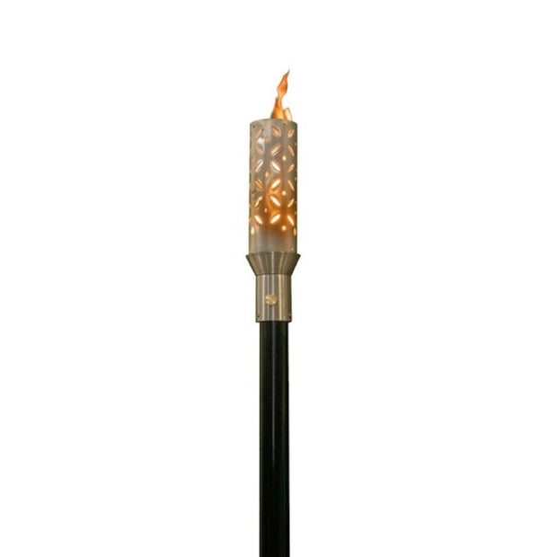 Geometric 304 Stainless Steel Diamond Torch head and 68-inch mounting post by The Outdoor Plus on white background.