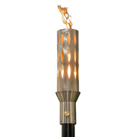 Sleek Ellipse 304 Stainless Steel Torch head and 68-inch mounting post by The Outdoor Plus on white back ground