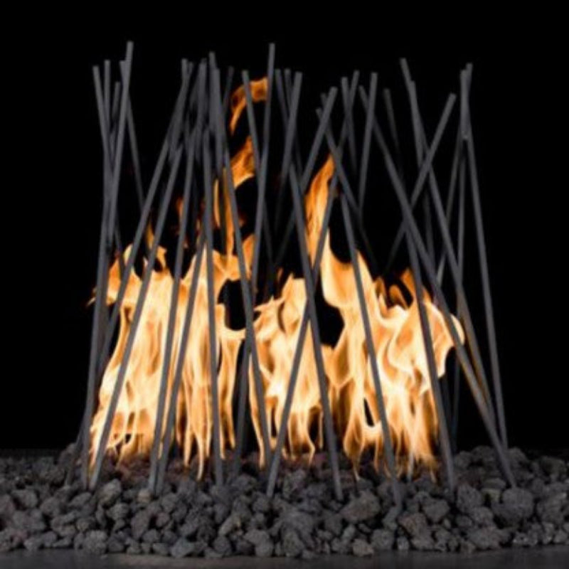 Fireplace with burning wood logs against a black background