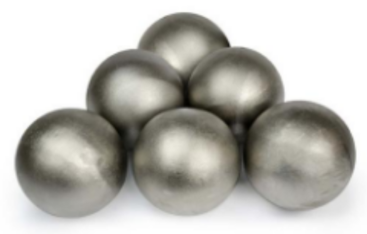 Metallic balls on a white background