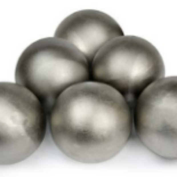 Metallic balls on a white background