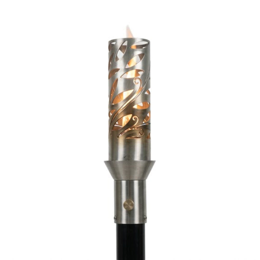 304 Stainless Steel Havana torch head with 68-inch mounting post by The Outdoor Plus on white backgroumd