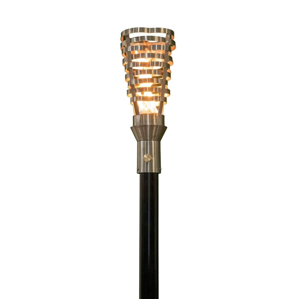 304 Stainless Steel Hercules torch head with 68-inch mounting post by The Outdoor Plus on white background