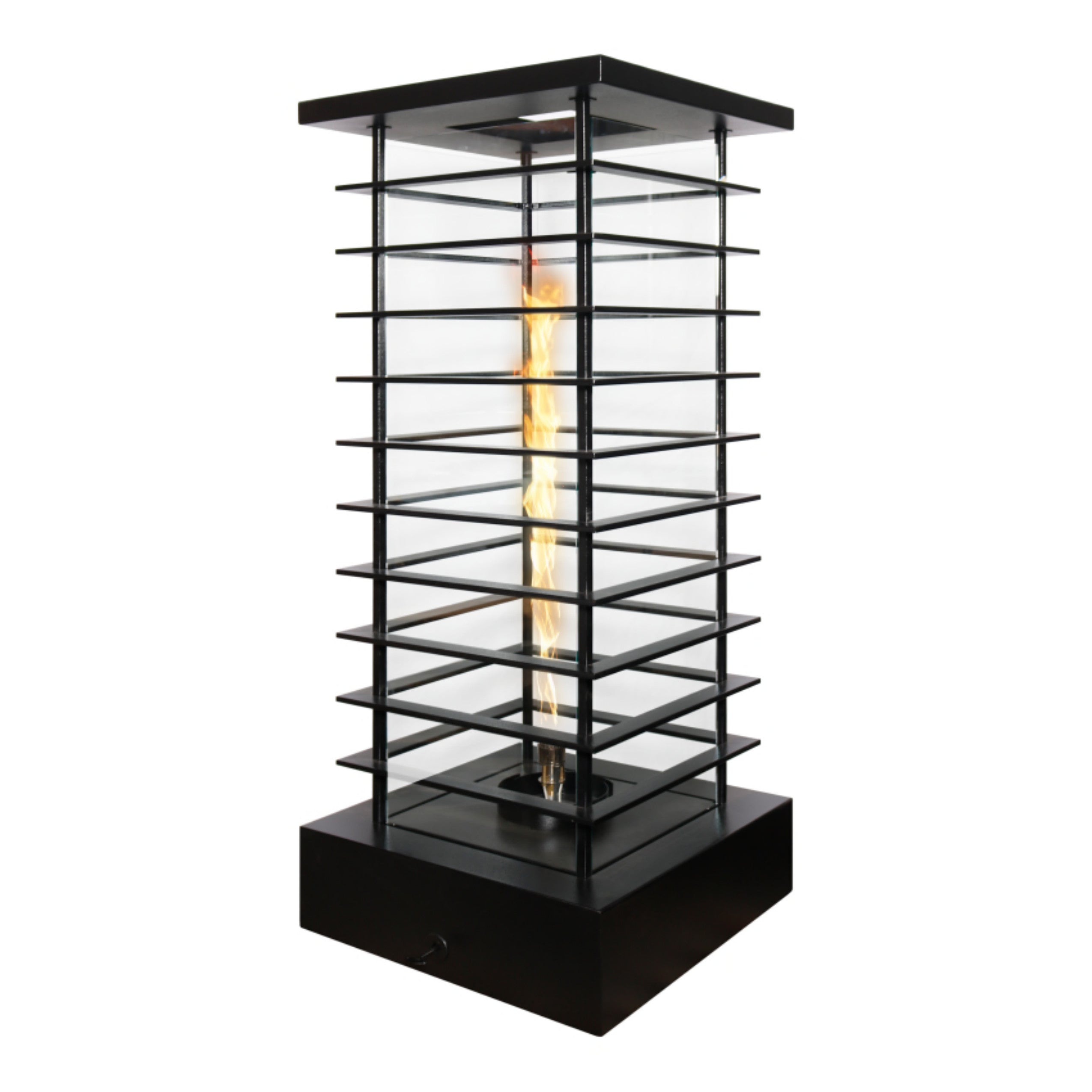 Modern High Rise Fire Tower with vertical 304 Stainless Steel slats and GFRC base by The Outdoor Plus.