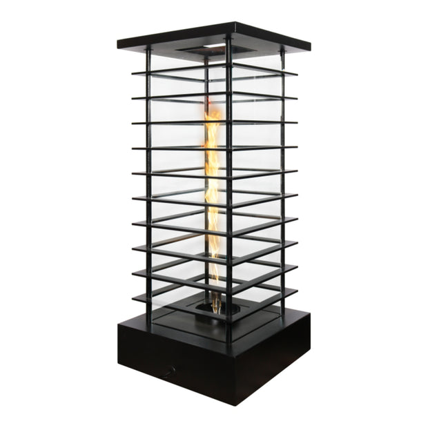 Modern High Rise Fire Tower with vertical 304 Stainless Steel slats and GFRC base by The Outdoor Plus.