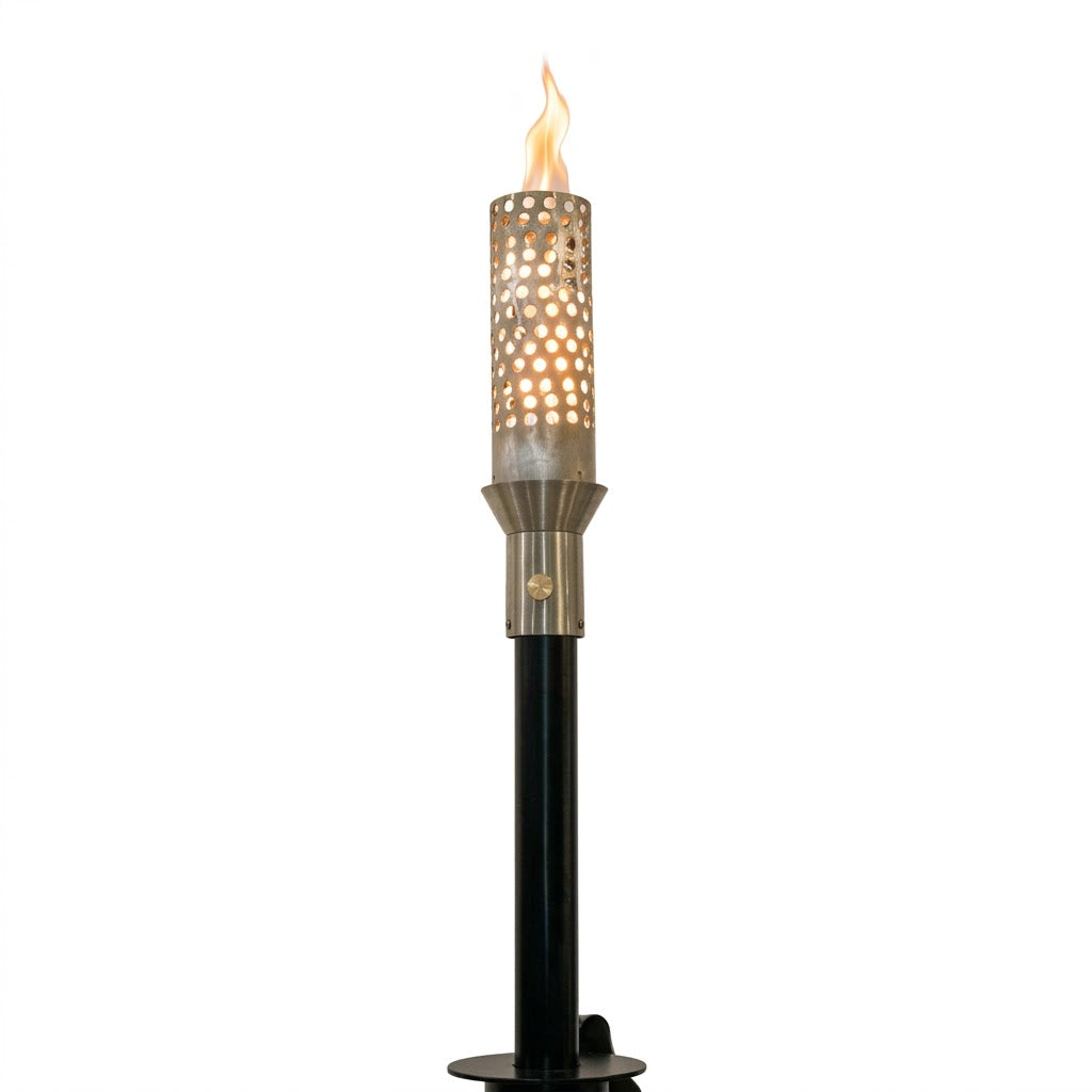 304 Stainless Steel Honeycomb torch head with 68-inch mounting post by The Outdoor Plus on white background