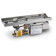 Stainless steel gas cooktop with control panel on a white background
