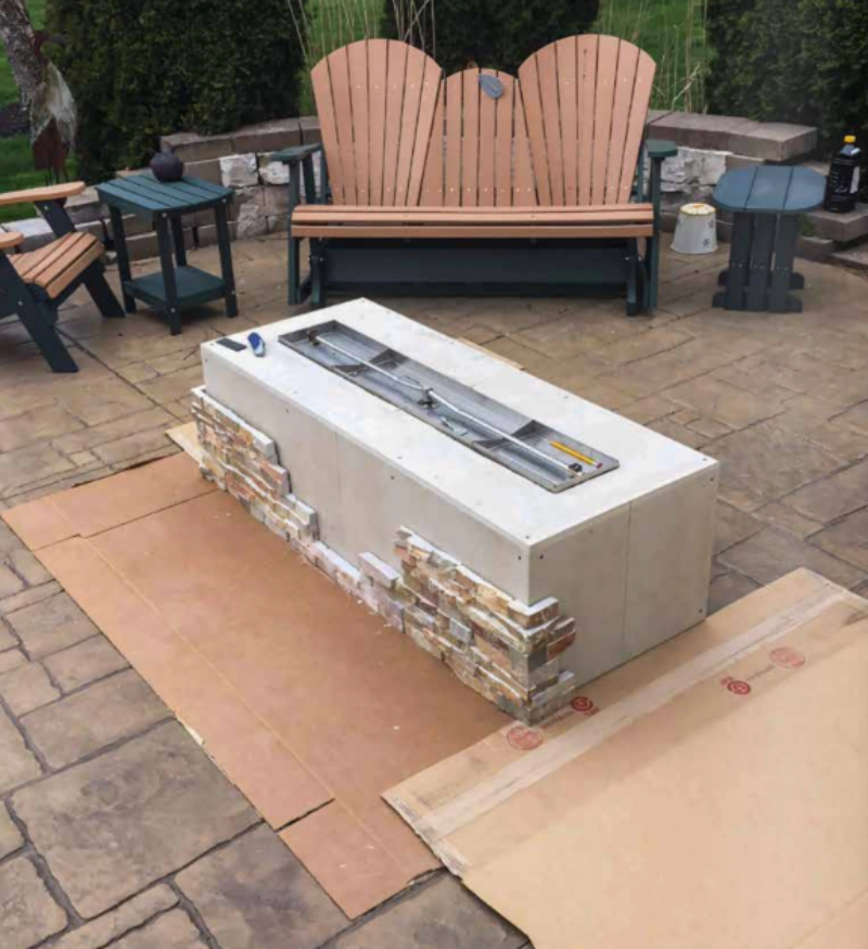 Fire Pit Kit clad in stone