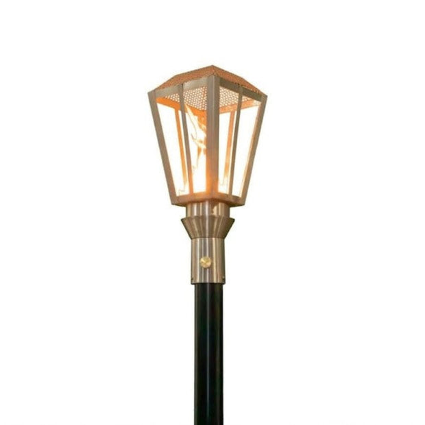 304 Stainless Steel Lantern torch head with 68-inch mounting post by The Outdoor Plus on white background