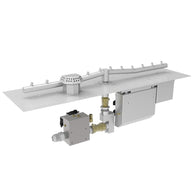 Mechanical assembly with pipes and connectors on a white background