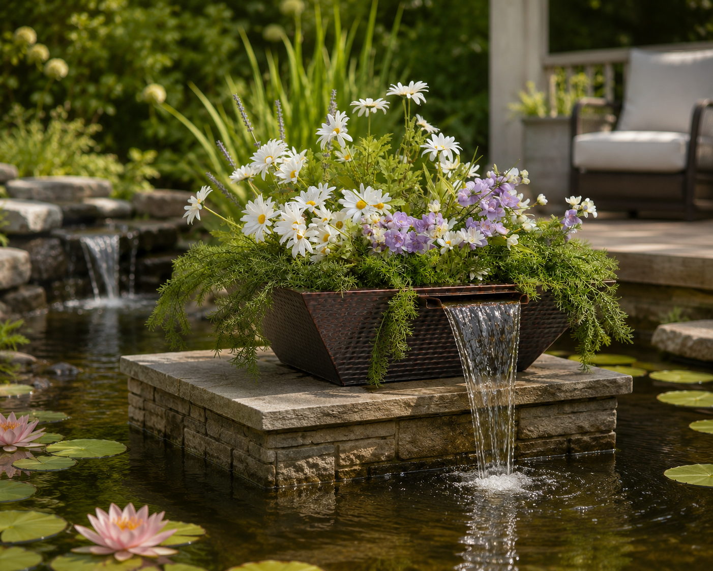 The Outdoor Plus - Maya Planter & Water Bowl in Hammered Copper