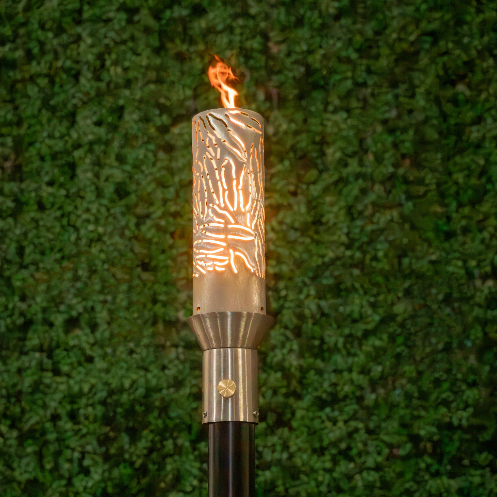 Tropical-inspired 304 Stainless Steel torch head and 68-inch mounting post by The Outdoor Plus.