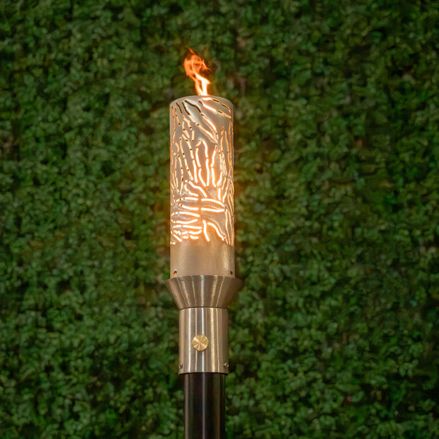Tropical-inspired 304 Stainless Steel torch head and 68-inch mounting post by The Outdoor Plus.