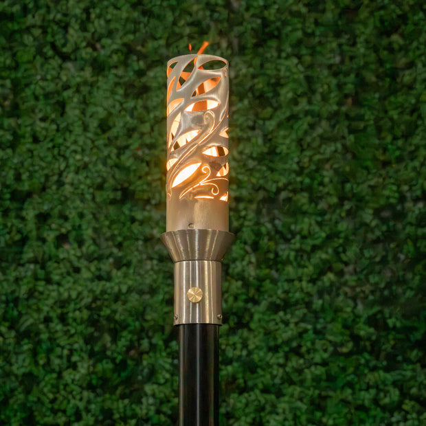 304 Stainless Steel Havana torch head with 68-inch mounting post by The Outdoor Plus in the garden