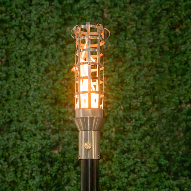 The Outdoor Plus Woven Stainless Steel Torch head with 68-inch support post and anchor.