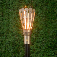 Trojan 304 Stainless Steel Torch head and 68 inch mounting post by The Outdoor Plus in the garden