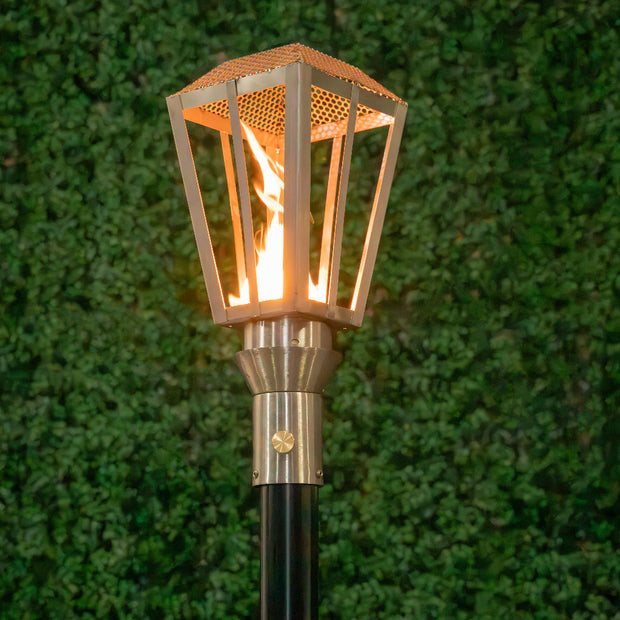 304 Stainless Steel Lantern torch head with 68-inch mounting post by The Outdoor Plus in the garden