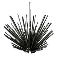 Black straw set with multiple straws on a white background