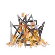 Metal fire pit with flames on a white background