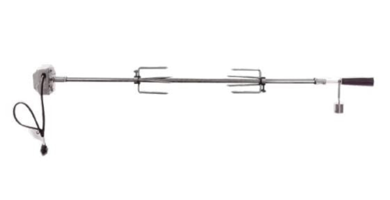 Long metal tool with a handle on a white background