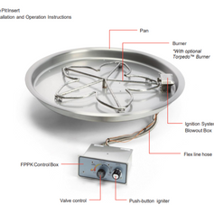 HPC Certified Fire Pit Insert - Round Bowl - Push  Button Ignition