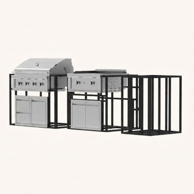 Outdoor grill and cabinets on a white background