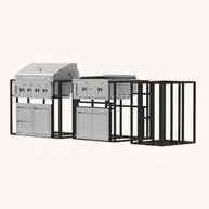 Outdoor grill and cabinets on a white background