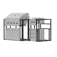 Outdoor grill and cabinet set on a white background