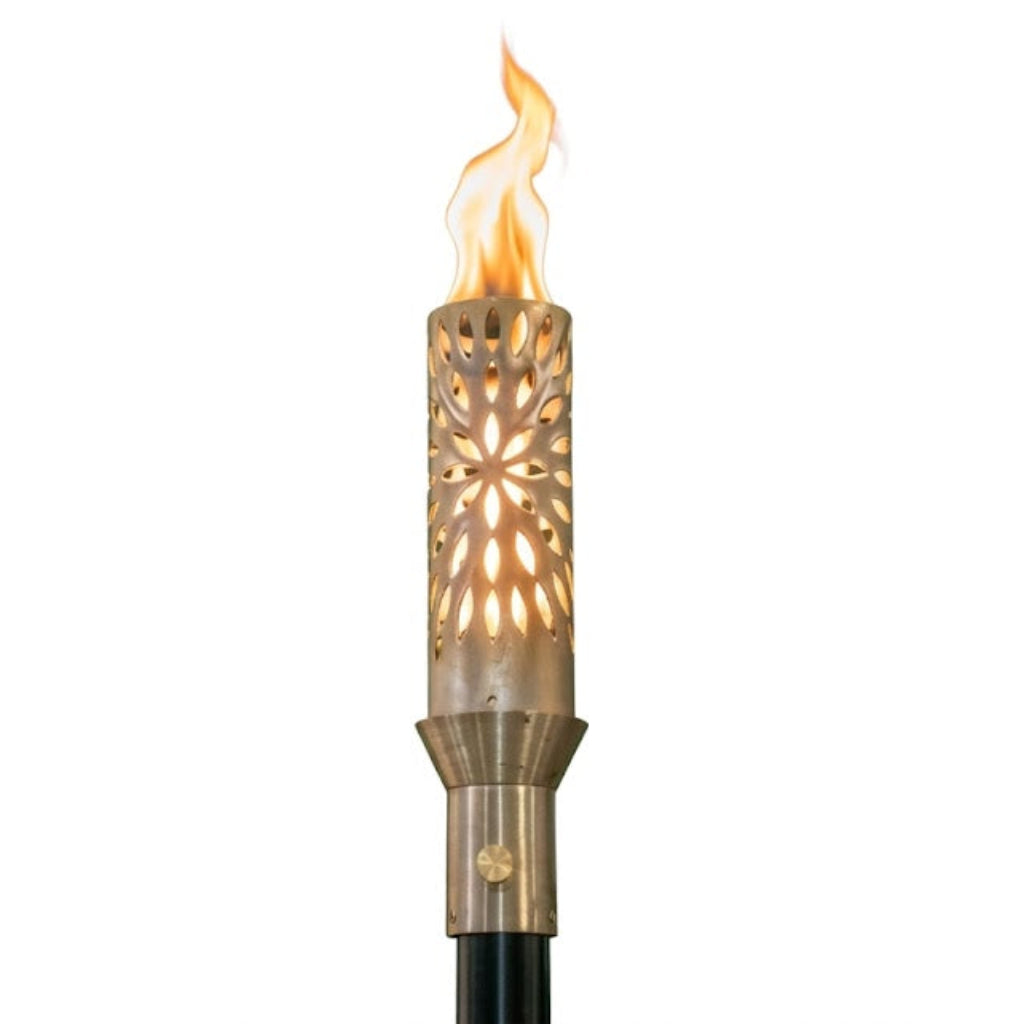 304 Stainless Steel Sunshine torch head with 68-inch mounting post by The Outdoor Plus on white background