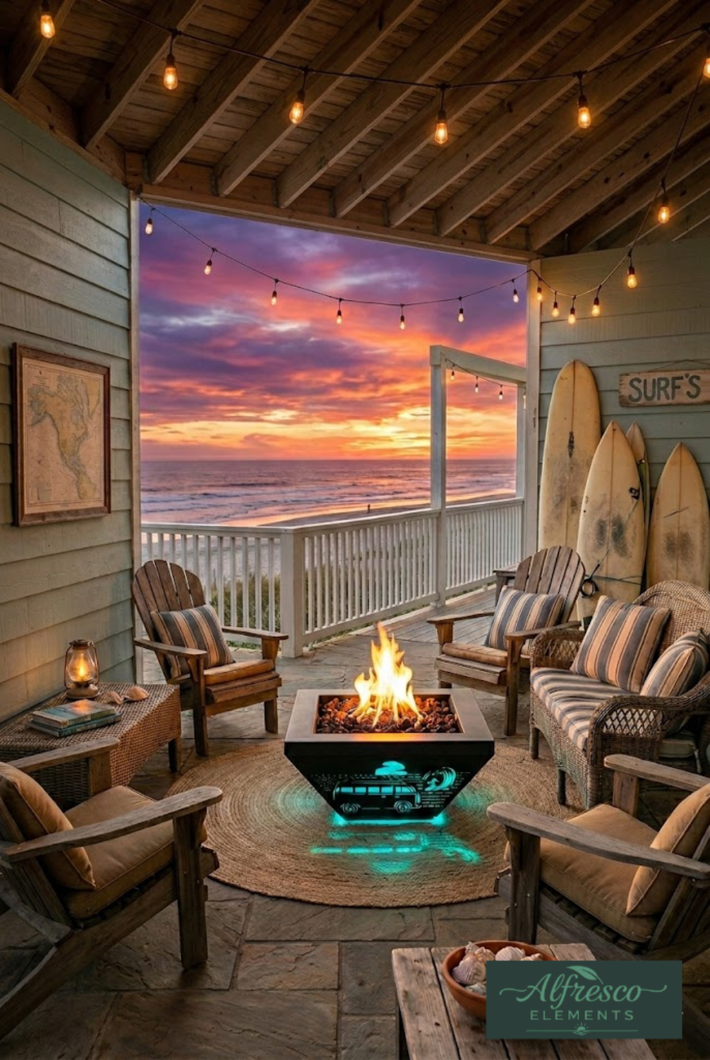 The Outdoor Plus - Lighthouse Fire Bowl Series with LED - Surfs Up