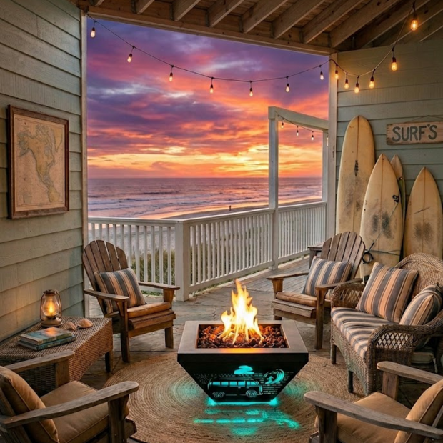 The Outdoor Plus - Lighthouse Fire Bowl Series with LED - Surfs Up