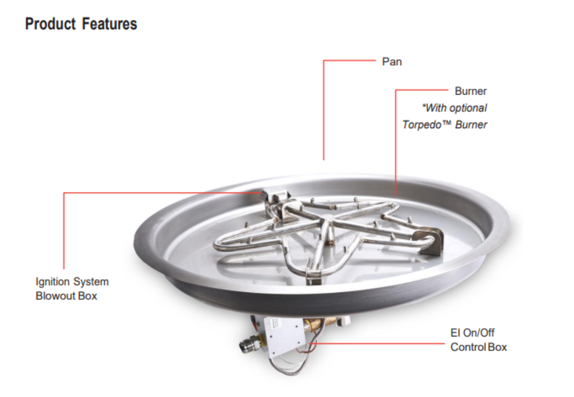 HPC Certified Fire Pit Insert - Round Bowl - Electronic Ignition