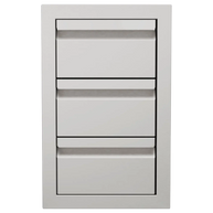 Rectangular metal drawers on a white background