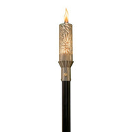 Tropical-inspired 304 Stainless Steel torch head and 68-inch mounting post by The Outdoor Plus on white background