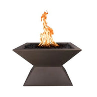 Brown fire pit with flames on a white background