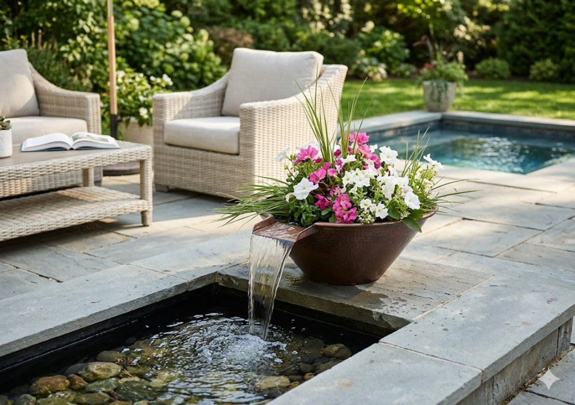 The Outdoor Plus - Cazo Planter & Water Bowl in Hammered Copper