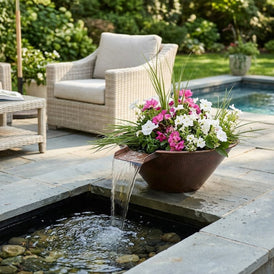 The Outdoor Plus - Cazo Planter & Water Bowl in Hammered Copper