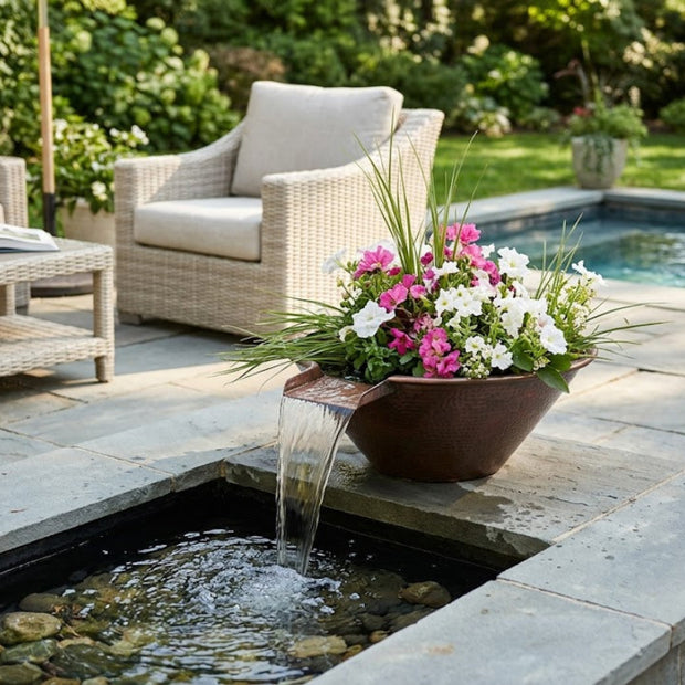 The Outdoor Plus - Cazo Planter & Water Bowl in Hammered Copper