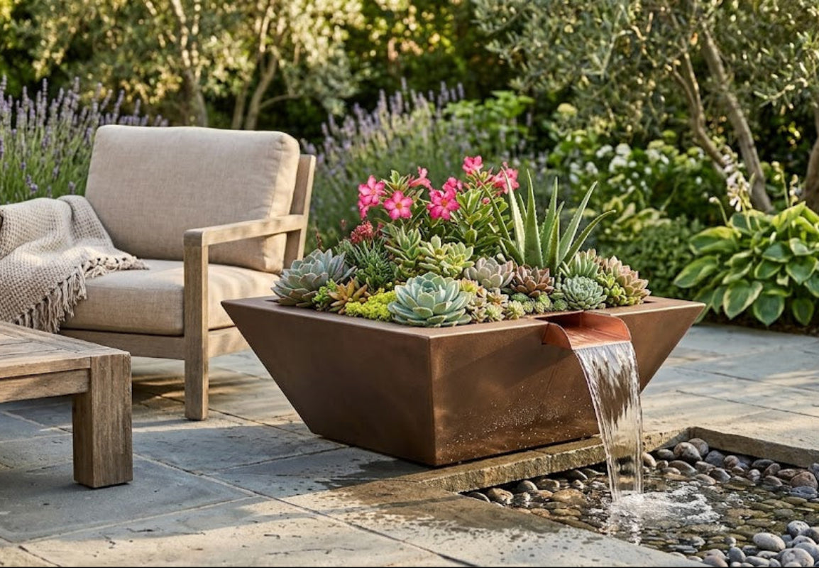 The Outdoor Plus - Maya Planter & Water Bowl in GFRC